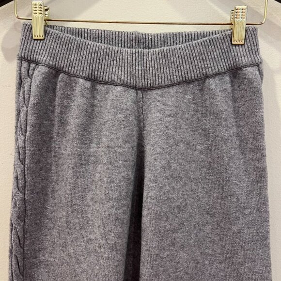 Womens Sweater Pants Set Medium Gray Turtleneck Cable Knit Ribbed Wide Leg Comfy - Picture 12 of 15